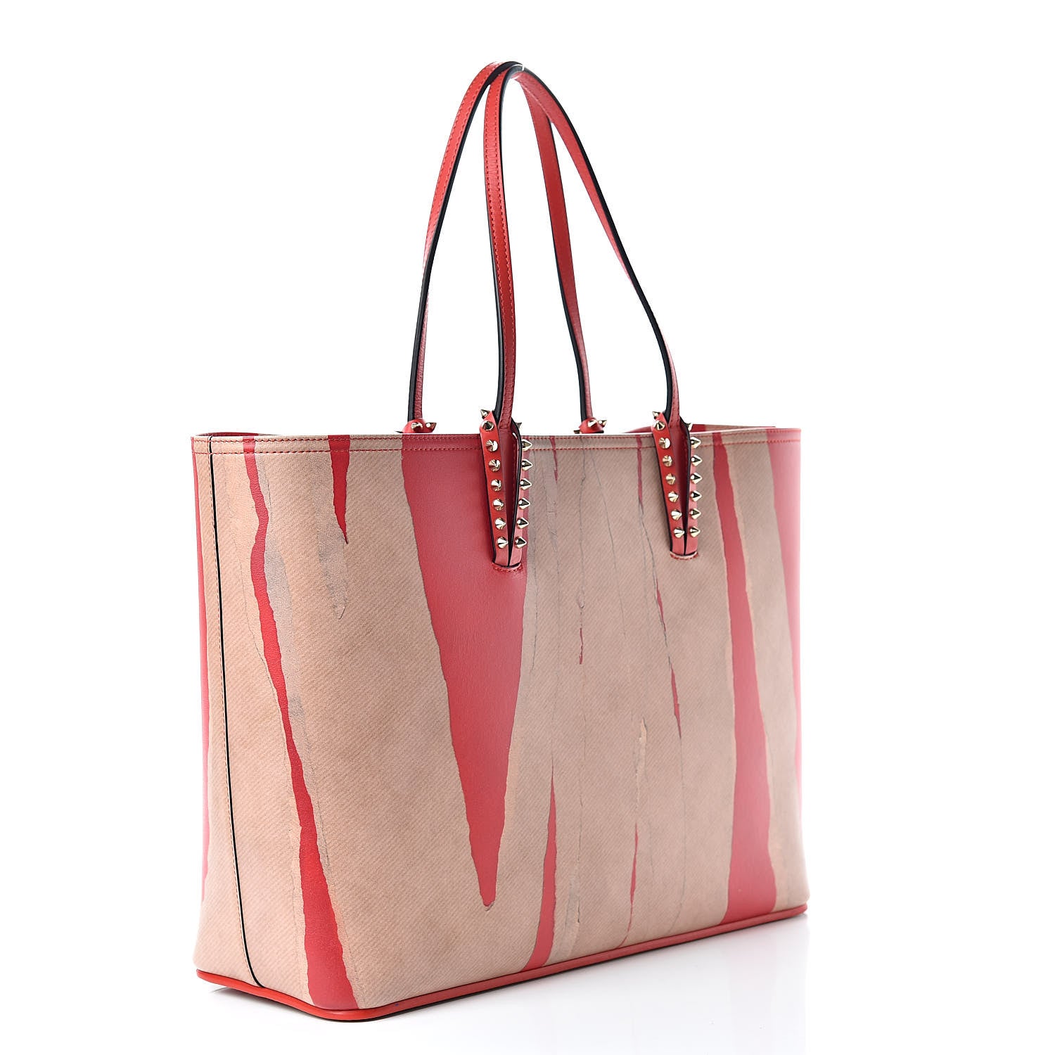 Christian Louboutin Calfskin Kraft Spikes East West Cabata Tote Kraft Red 4 of 13
