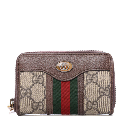 Gucci GG Supreme Web Ophidia Zip Around Card Case Brown 1 of 6