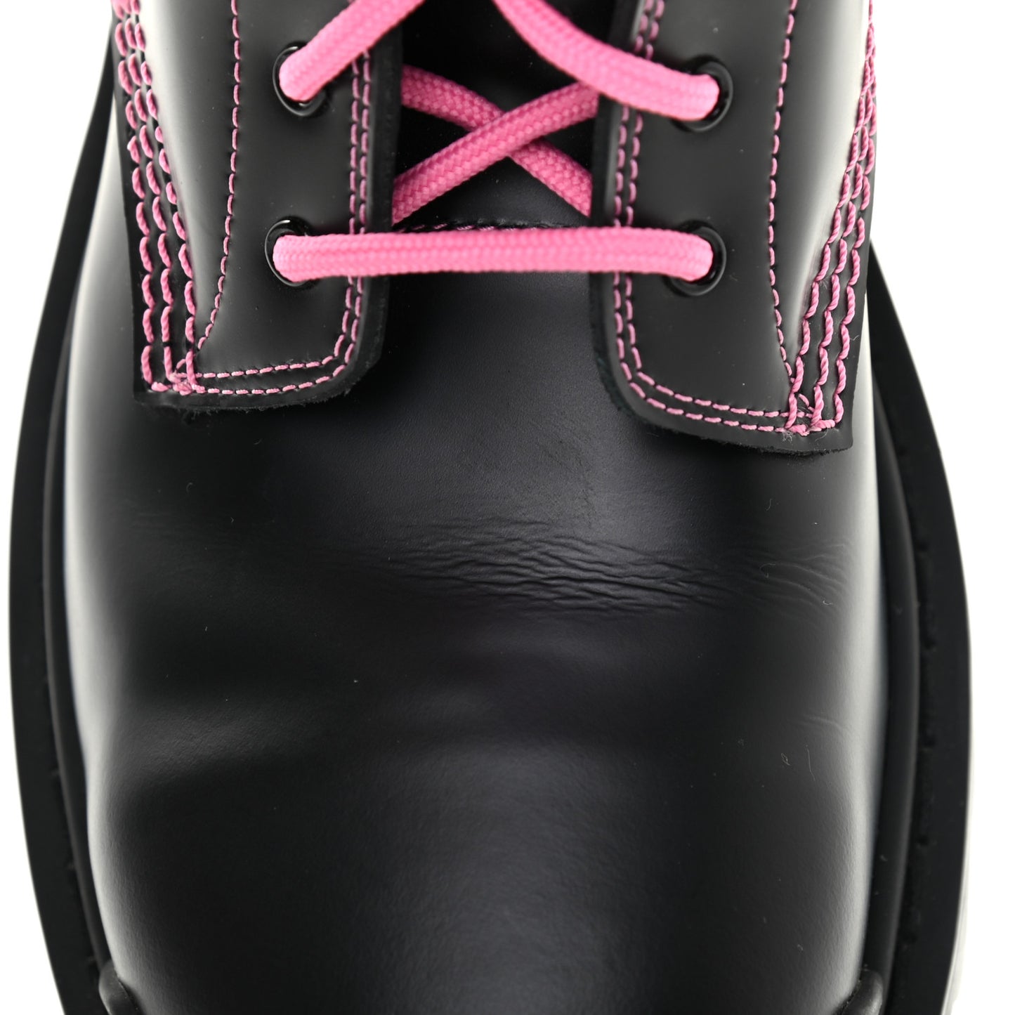 Calfskin Womens Strike 20mm Lace Up Boots 38.5 Black Fluo Pink