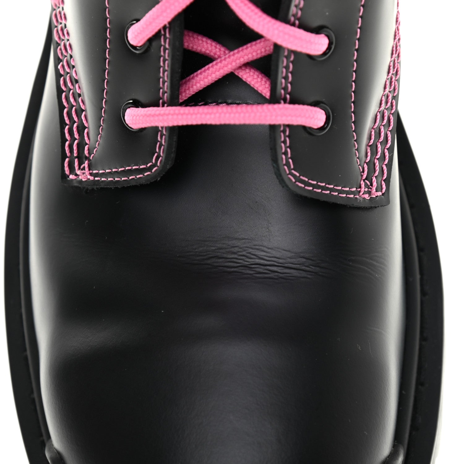 Balenciaga Calfskin Womens Strike 20mm Lace Up Boots 38.5 Black Fluo Pink 10 of 10