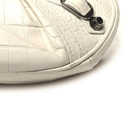 Balenciaga Extra Supple Calfskin Crocodile Embossed Le Cagole Shoulder Bag XS White 13 of 15