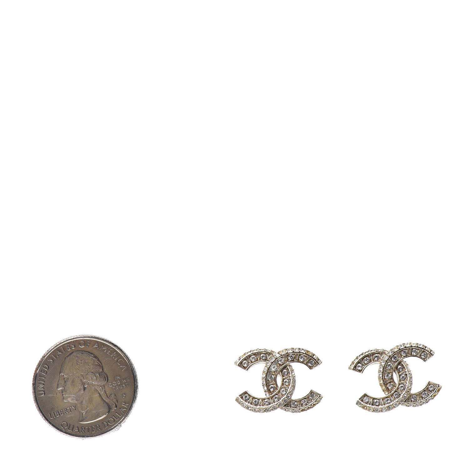 Chanel Crystal Timeless CC Earrings Light Gold 2 of 4