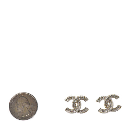 Chanel Crystal Timeless CC Earrings Light Gold 2 of 4