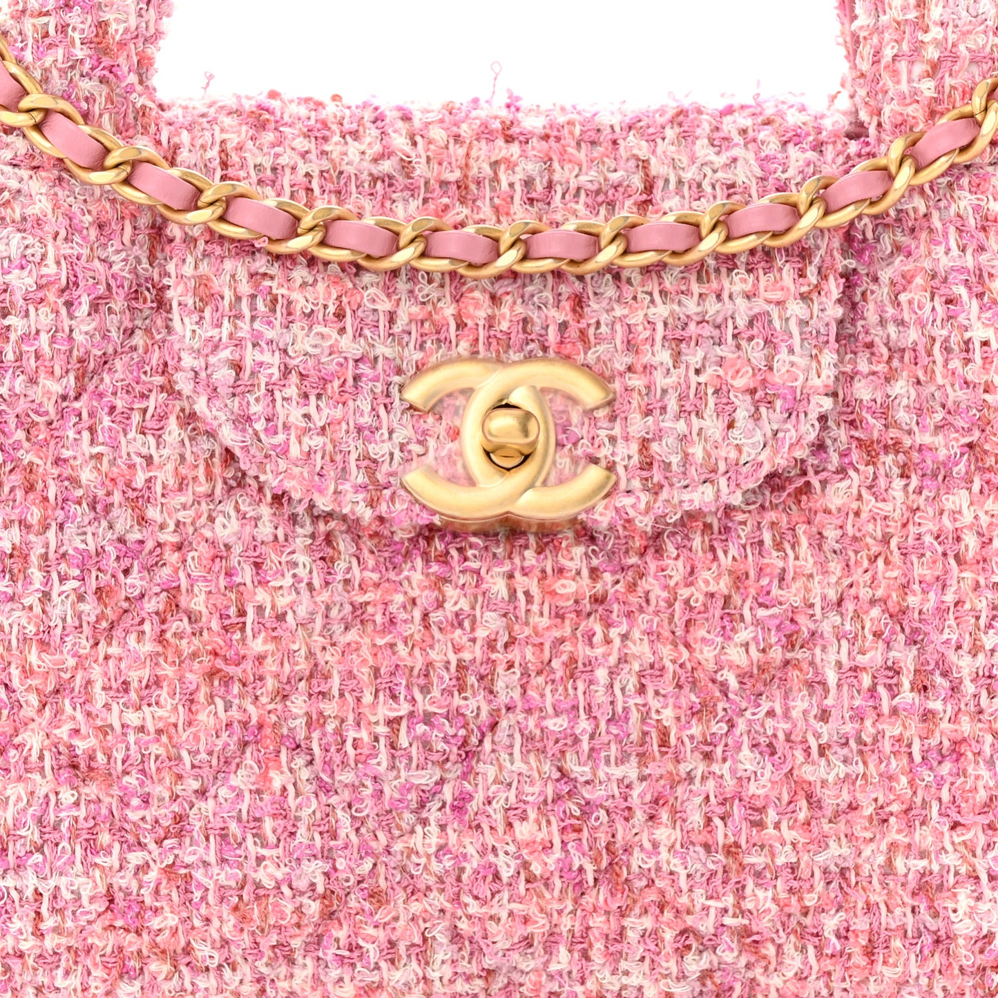Tweed Quilted Nano Kelly Shopper Pink