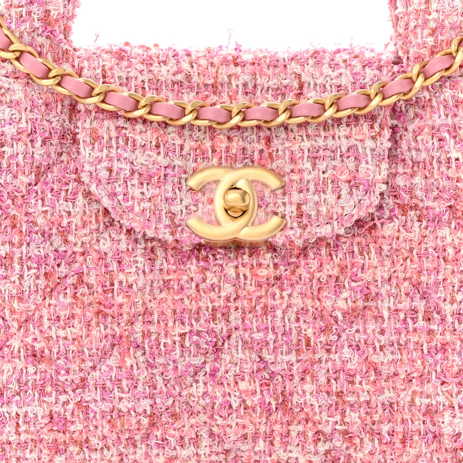 Chanel Tweed Quilted Nano Kelly Shopper Pink 8 of 11