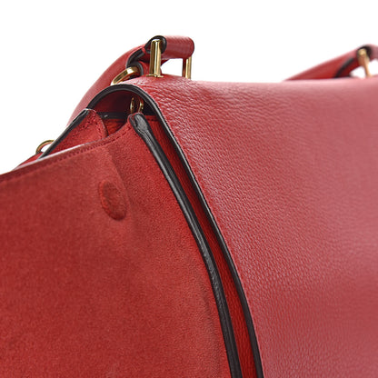 Celine Drummed Calfskin Suede Medium Trapeze Coquelicot 20 of 26