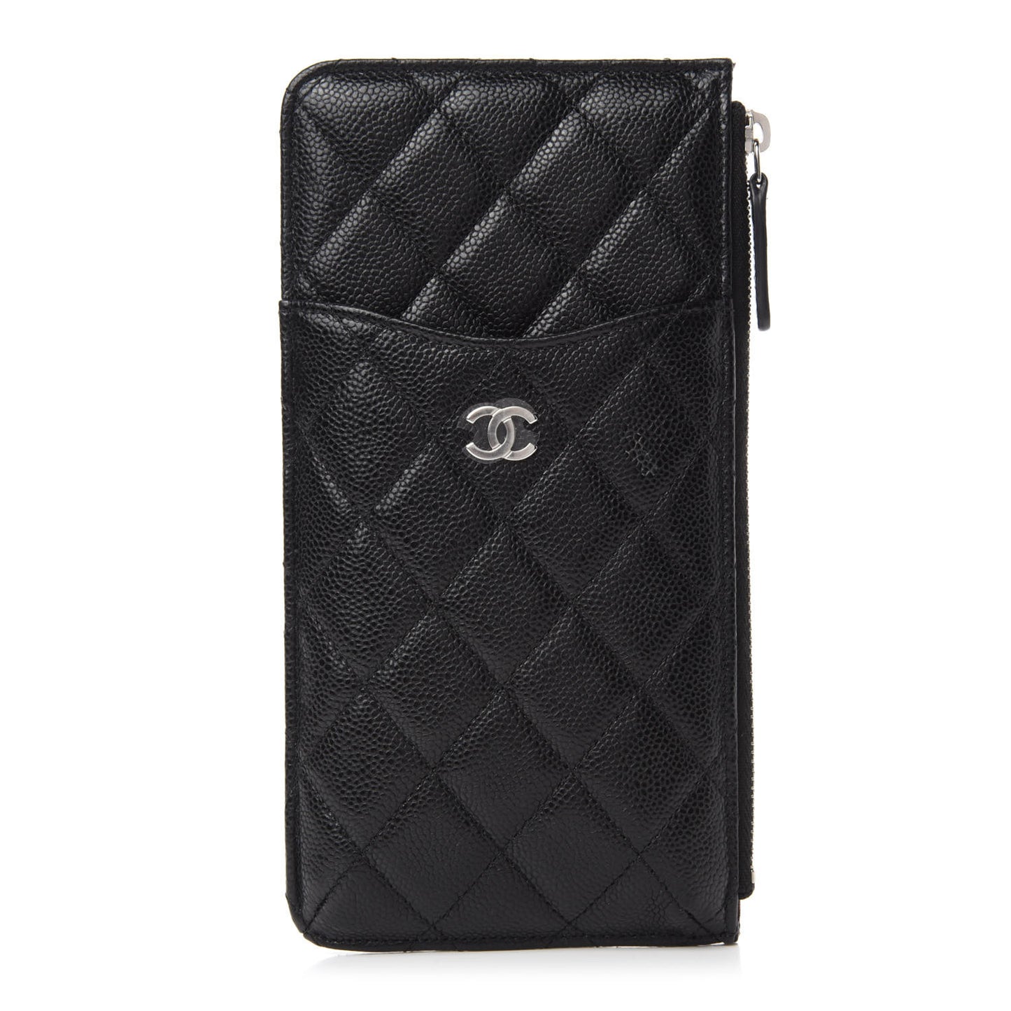 Caviar Quilted Classic Flat Wallet Pouch Black