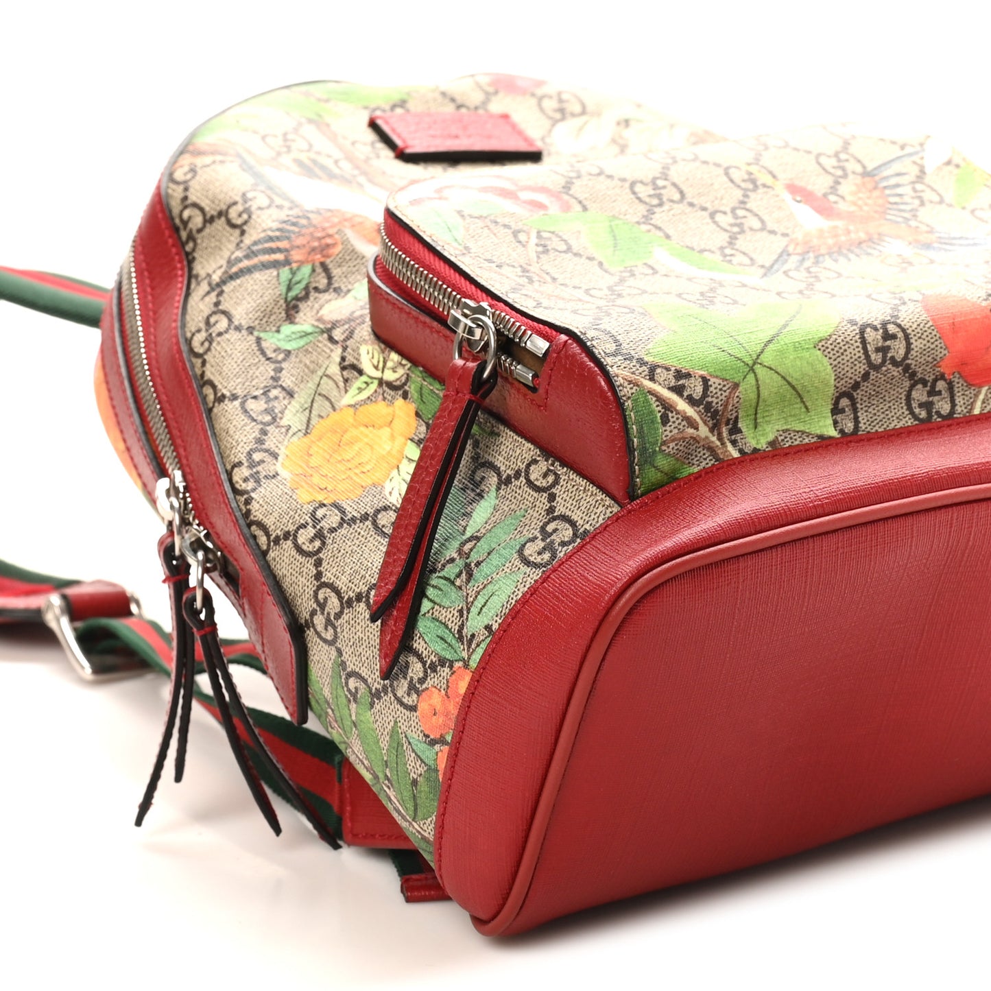 GG Supreme Monogram Tian Web Small Day Backpack Beige Multicolor Red