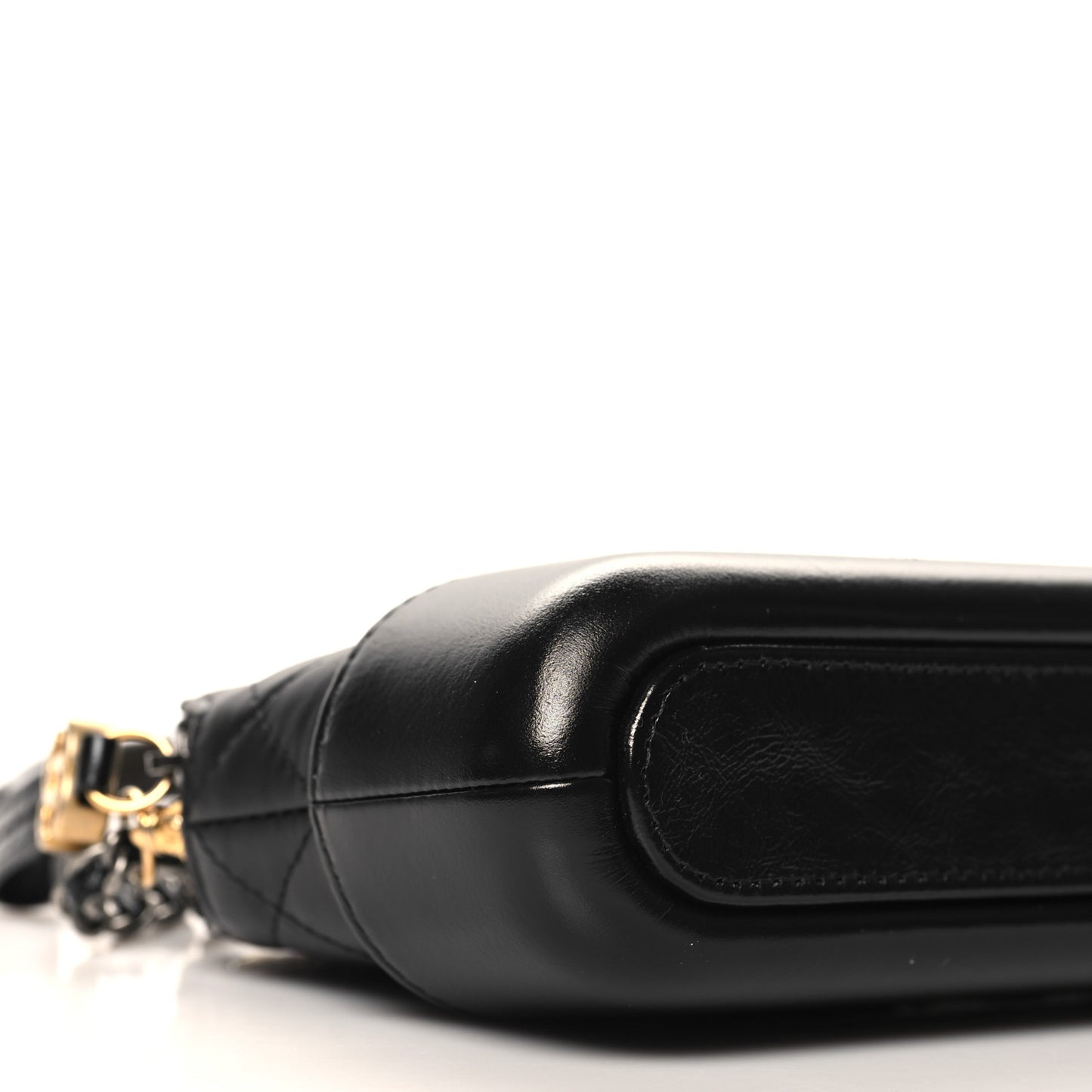 Aged Calfskin Quilted Small Gabrielle Clutch With Chain Black