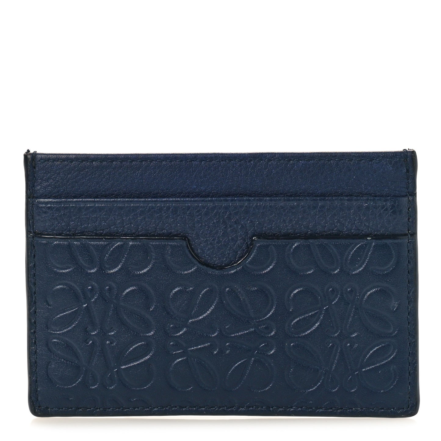 Calfskin Embossed Anagram Cardholder Navy Blue