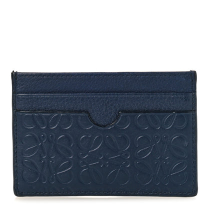 Loewe Calfskin Embossed Anagram Cardholder Navy Blue 1 of 8