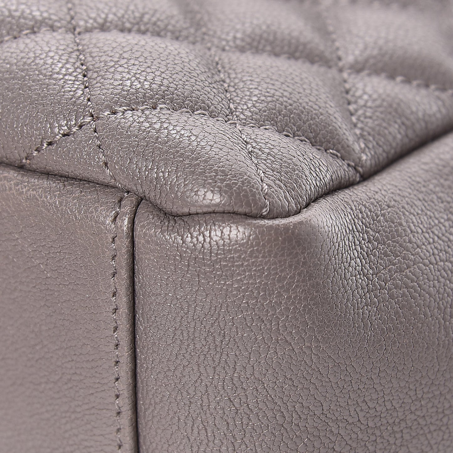 Sheepskin Tri-Quilt Monogram Medium College Bag Gray