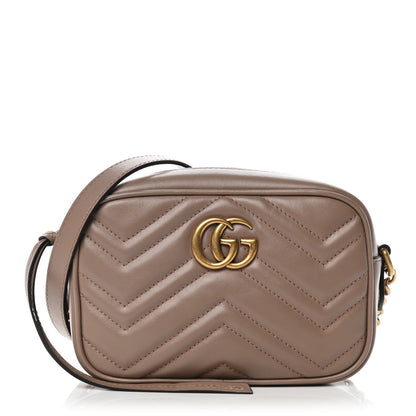 Gucci Calfskin Matelasse Mini GG Marmont Chain Shoulder Bag Porcelain Rose 1 of 11