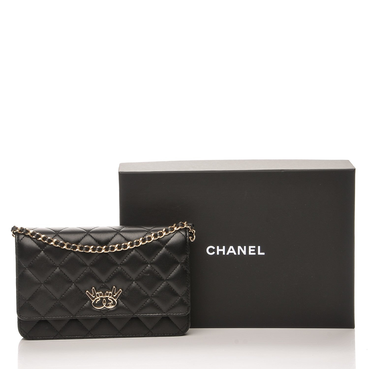 Chanel Lambskin Quilted Emoticon Wallet On Chain WOC Black 9 of 9