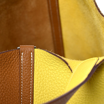 Hermes Taurillon Clemence Casaque Picotin Lock 18 PM Lime Sesame 11 of 13