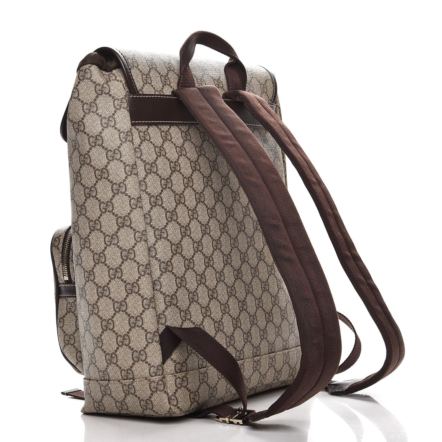 Gucci GG Supreme Monogram Medium Single Buckle Rucksack Backpack Beige Ebony Brown 3 of 7
