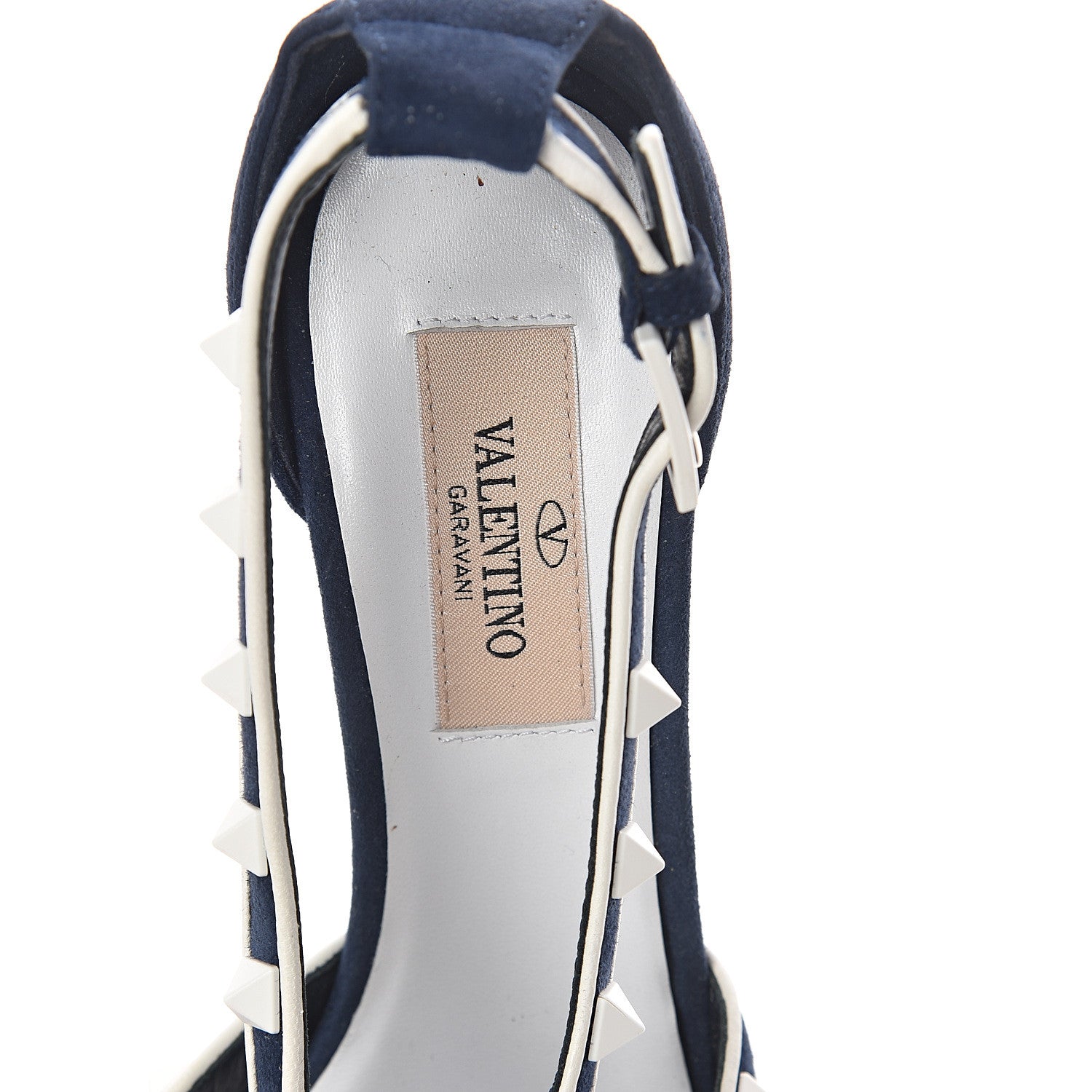 Valentino Garavani Suede Free Rockstud Cross Strap D'Orsay 55mm Pumps 35.5 Marine Optic White 5 of 7