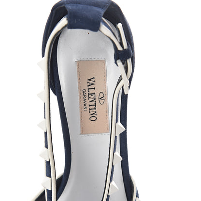 Valentino Garavani Suede Free Rockstud Cross Strap D'Orsay 55mm Pumps 35.5 Marine Optic White 5 of 7