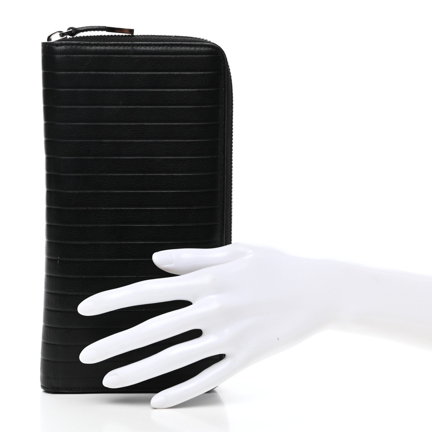 Christian Dior HOMME Calfskin Ribbed Zip Around Wallet Black 2 of 8