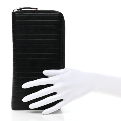 Christian Dior HOMME Calfskin Ribbed Zip Around Wallet Black 2 of 8