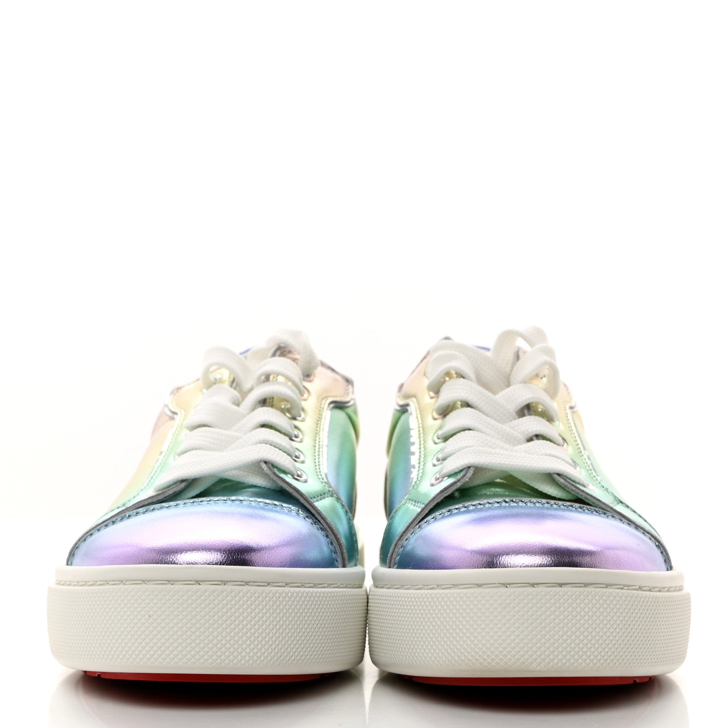 Christian Louboutin Metallic Calfskin Flat Sneakers 38 White Multicolor 2 of 7