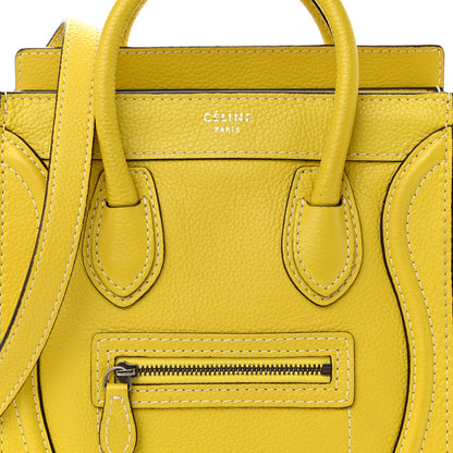 Celine Drummed Calfskin Nano Luggage Citron 8 of 13