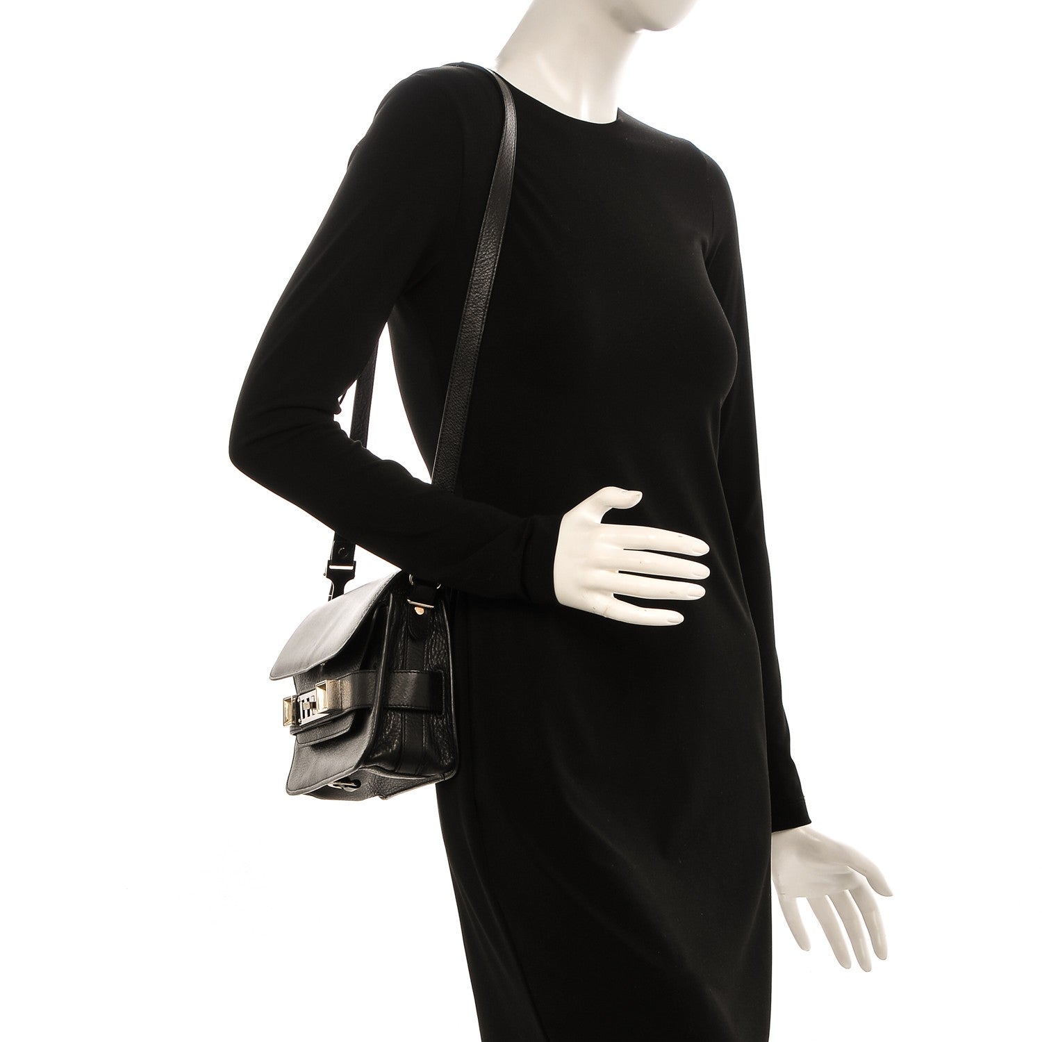 Proenza Schouler Textured Calfskin Mini PS11 Classic Shoulder Bag Black 2 of 7