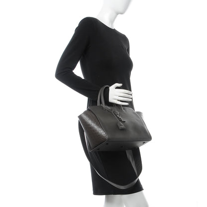 Saint Laurent Calfskin Crocodile Embossed Small Monogram Downtown Cabas Earth 2 of 10