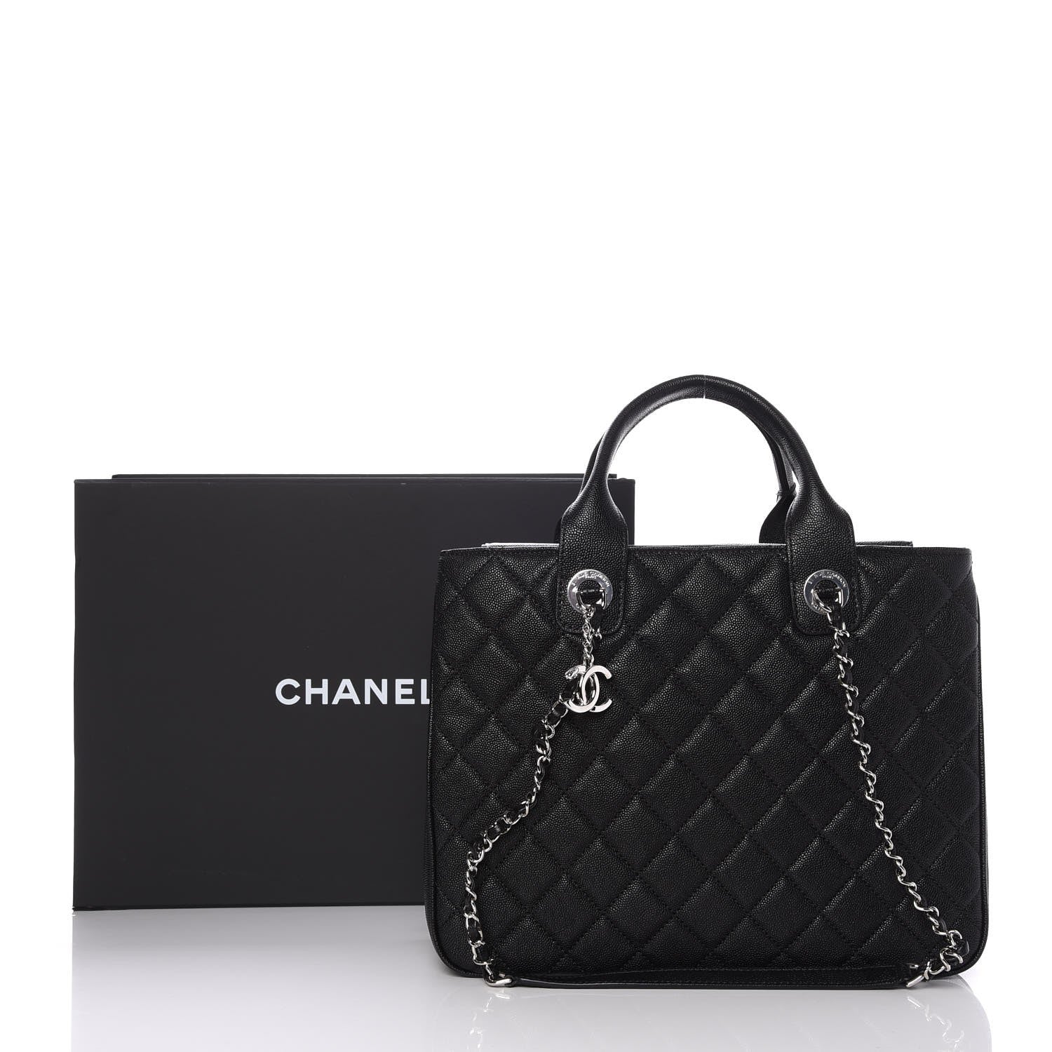 Chanel Caviar Quilted Urban Companion Top Handle Shopping Tote Black 9 of 9