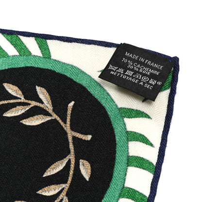 Hermes Cashmere Silk La Danse Des Amazones Shawl 140 Vert Noisette White 3 of 5