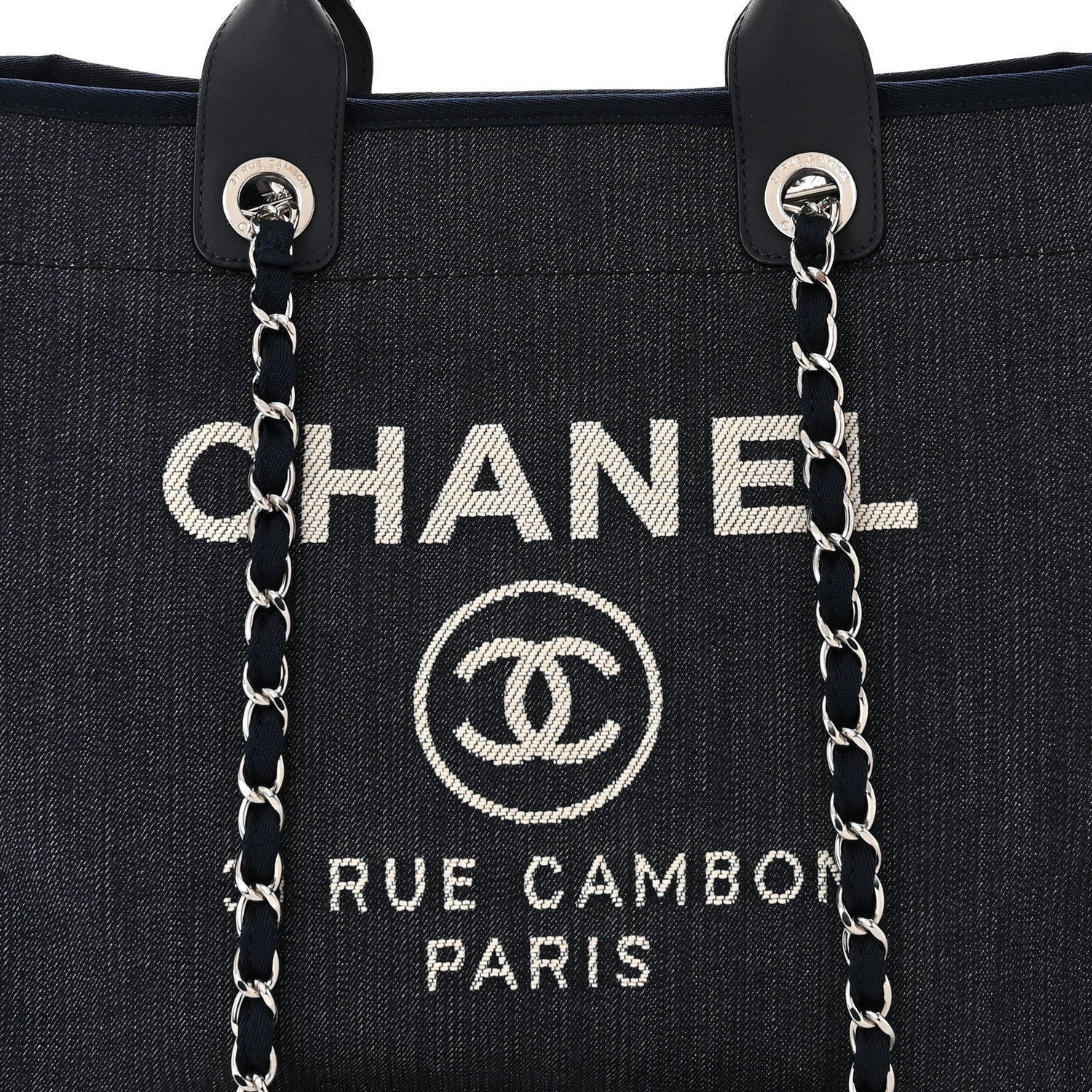 Chanel Denim Large Deauville Tote Dark Blue 8 of 10
