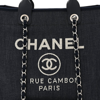 Chanel Denim Large Deauville Tote Dark Blue 8 of 10