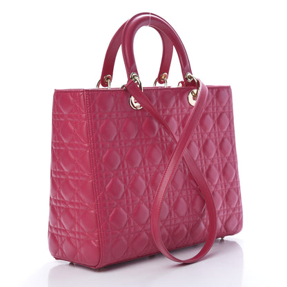 Christian Dior Lambskin Cannage Large Lady Dior Pink 3 of 14