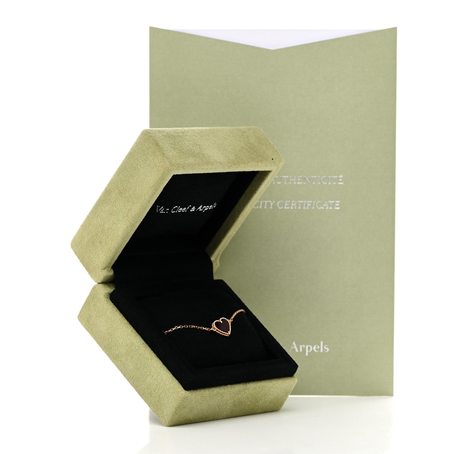Van Cleef & Arpels 18K Rose Gold Carnelian Sweet Alhambra Heart