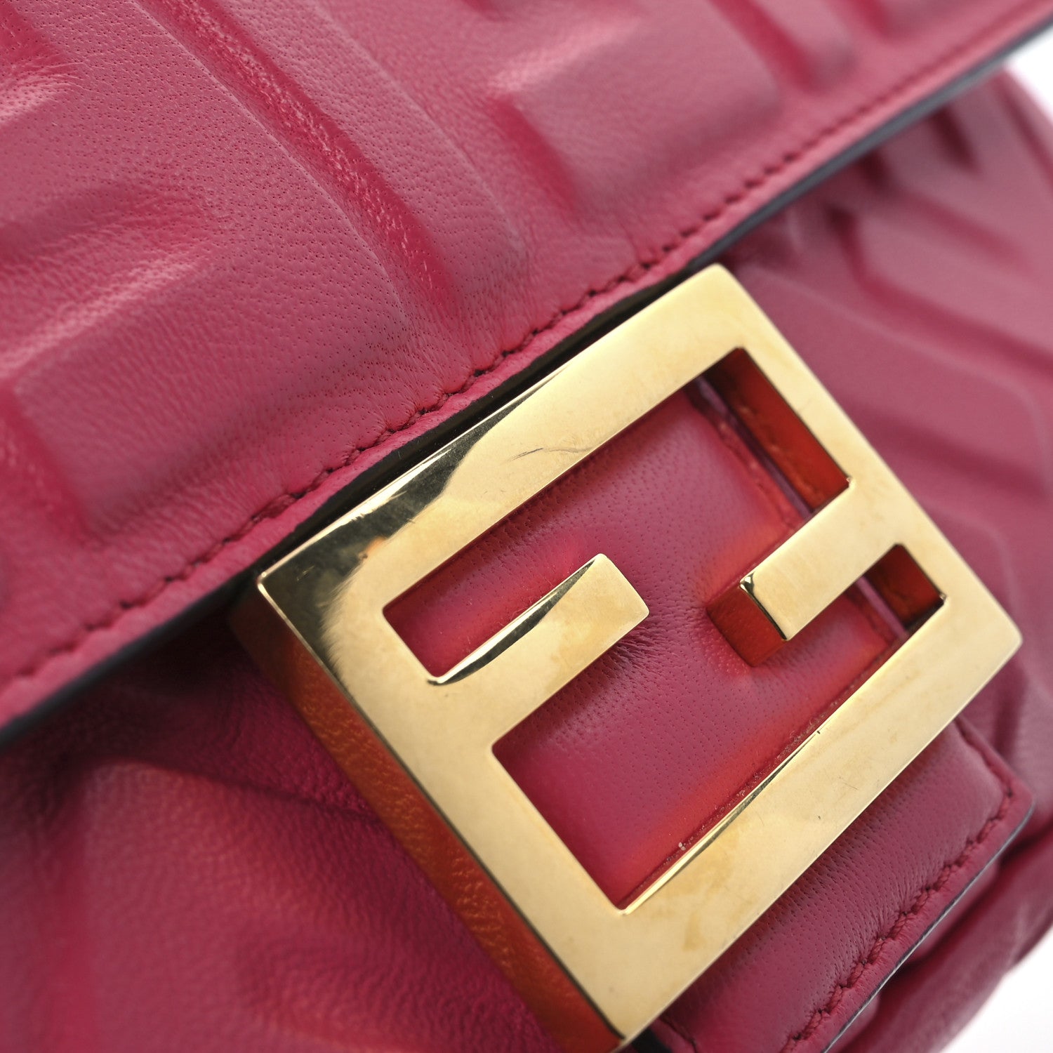 Fendi Nappa FF 1974 Embossed Baguette Lampone 13 of 13