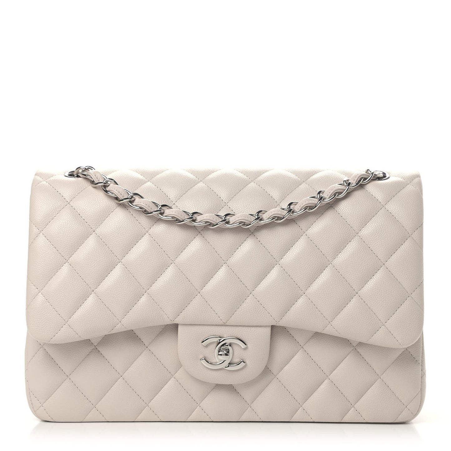 Caviar Quilted Jumbo Double Flap Ivory