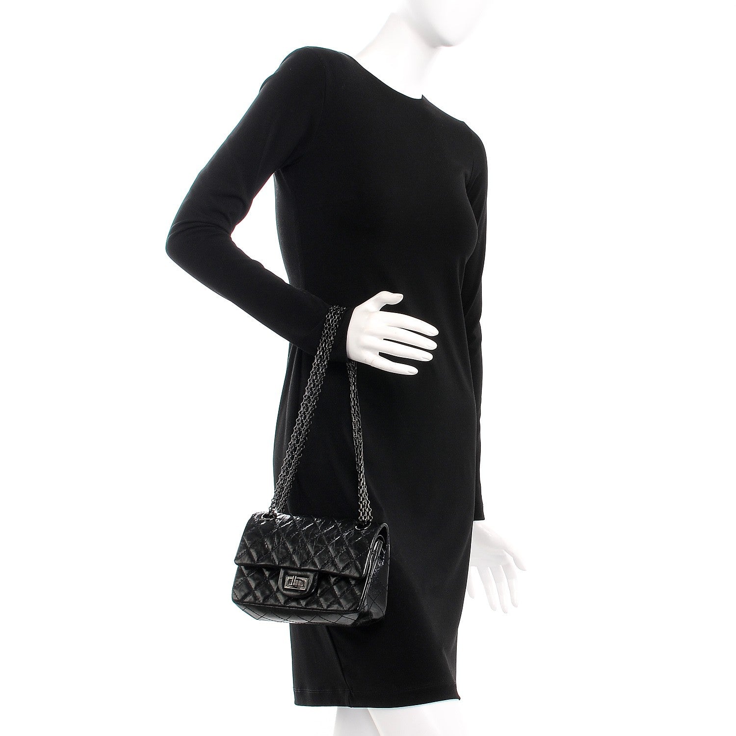 Chanel Shiny Aged Calfskin Quilted 2.55 Reissue 224 Flap So Black 3 of 9