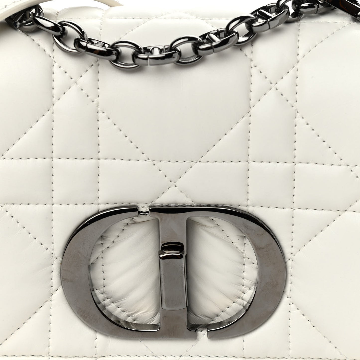 Lambskin Macrocannage Small Dior Caro Bag Ivory