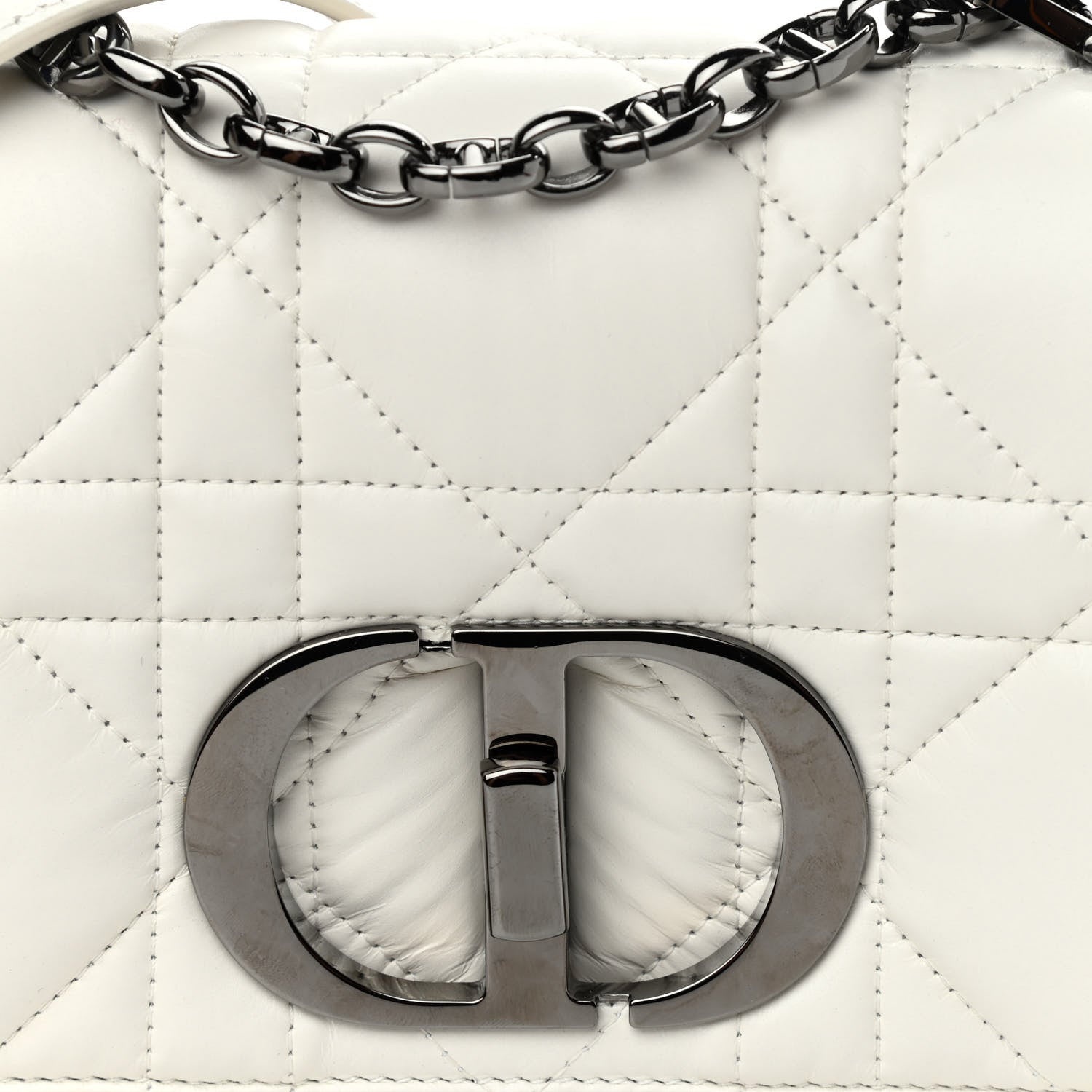 Christian Dior Lambskin Macrocannage Small Dior Caro Bag Ivory 8 of 11