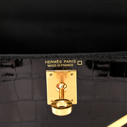 Hermes Shiny Alligator Mini Kelly Sellier 20 Black 6 of 10
