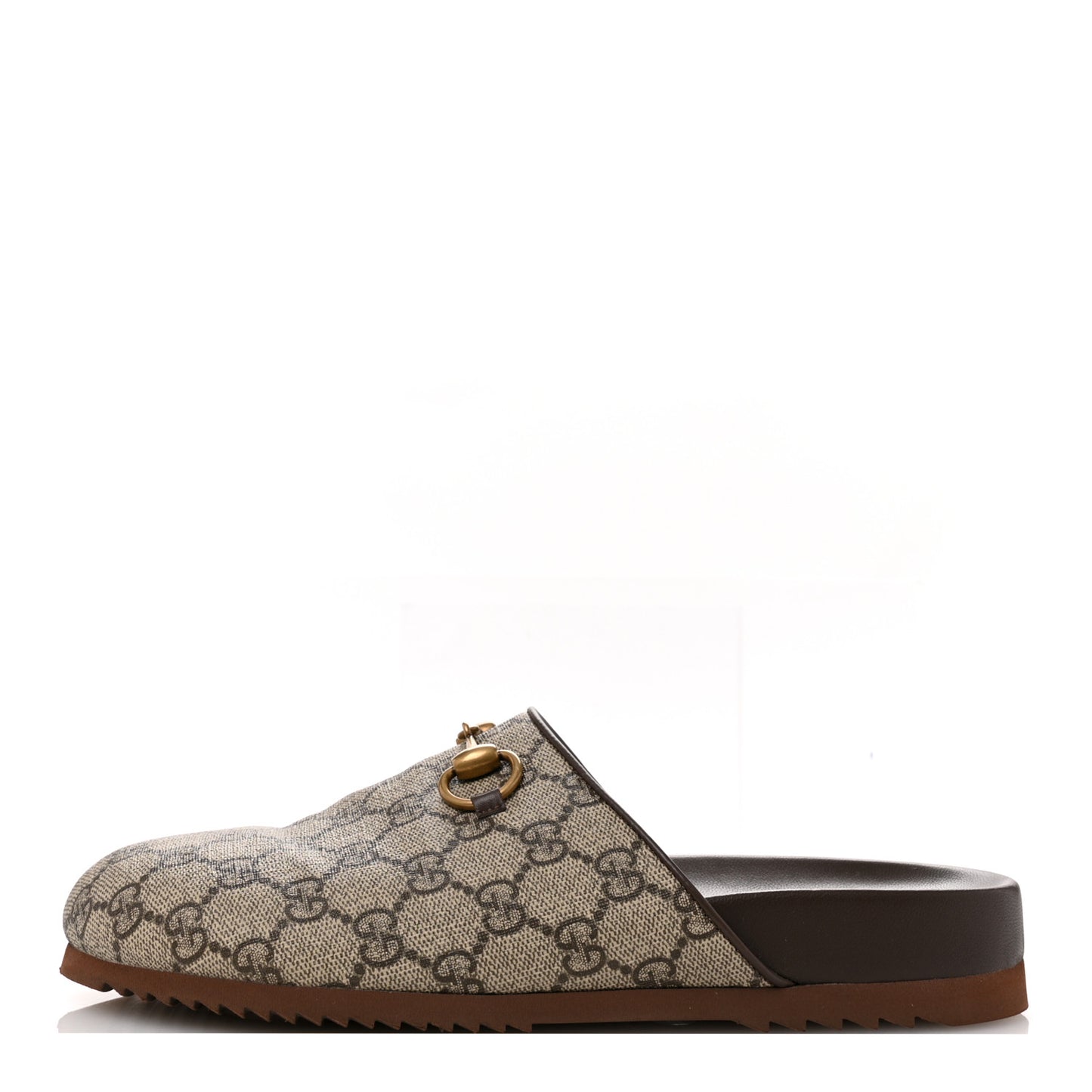 GG Supreme Monogram Miro Soft Calfskin Womens Horsebit Slippers 39.5 Beige Ebony New Acero