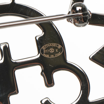 Chanel Ruthenium Crystal CC Brooch Red Yellow 4 of 5