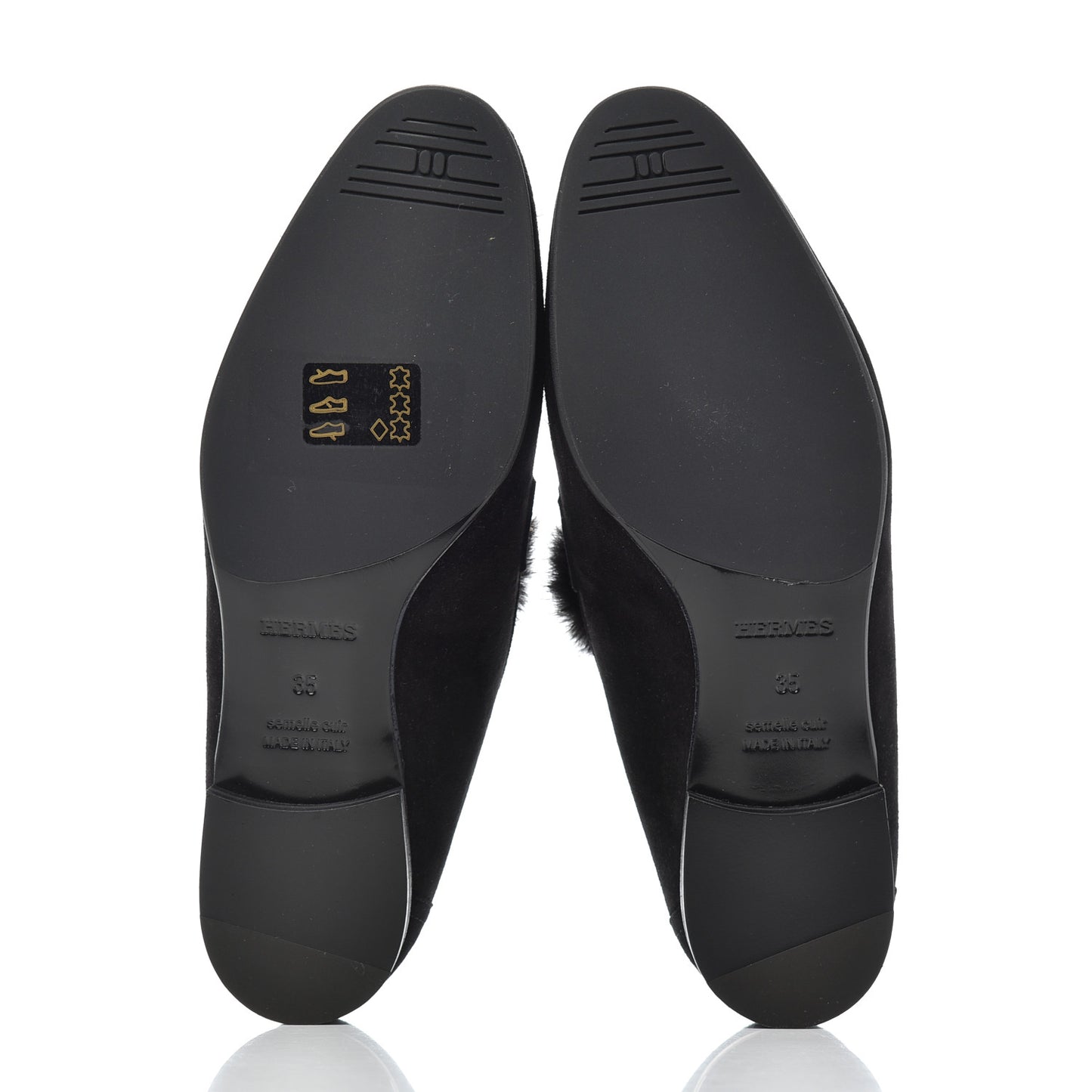 Mink Fur Suede Goatskin Paris Loafers 35 Black