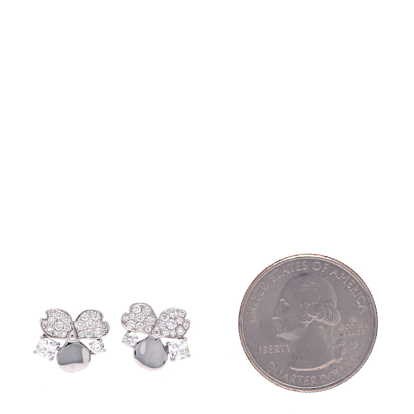 Platinum Diamond Paper Flowers Cluster Earrings