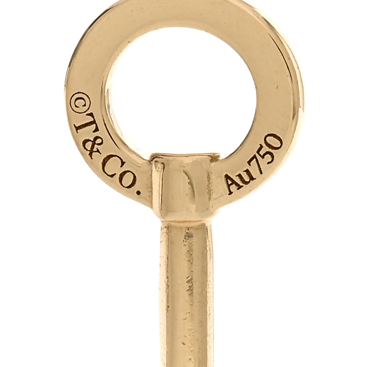 18K Yellow Gold Diamond Modern Keys Open Round Key Pendant