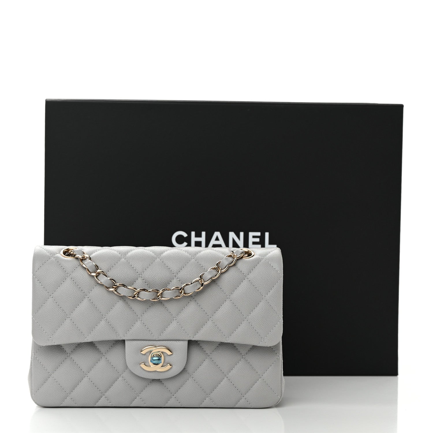 Chanel Caviar Quilted Small Double Flap Grey 11 of 11
