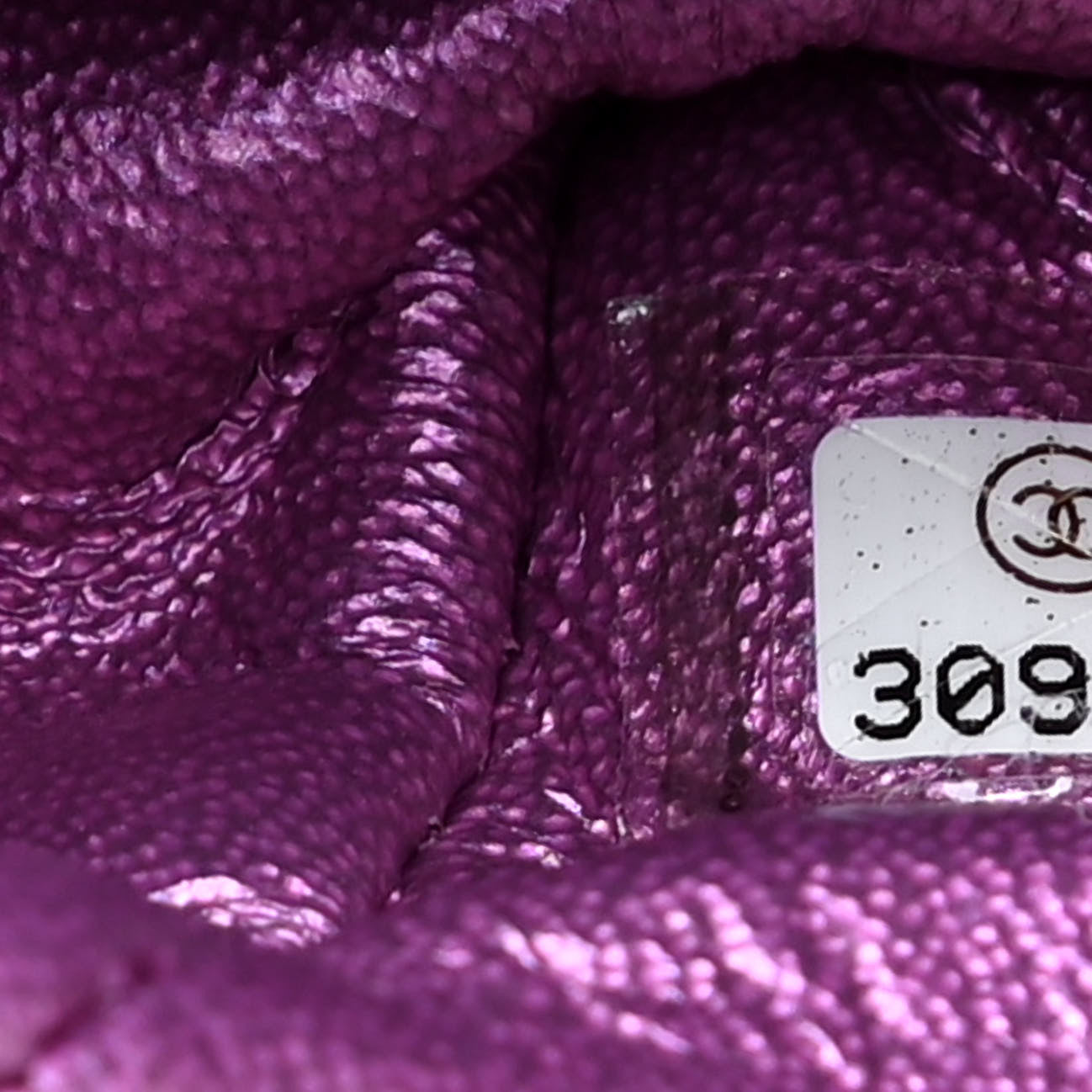 Iridescent Lambskin Quilted Mini Rectangular Flap Purple