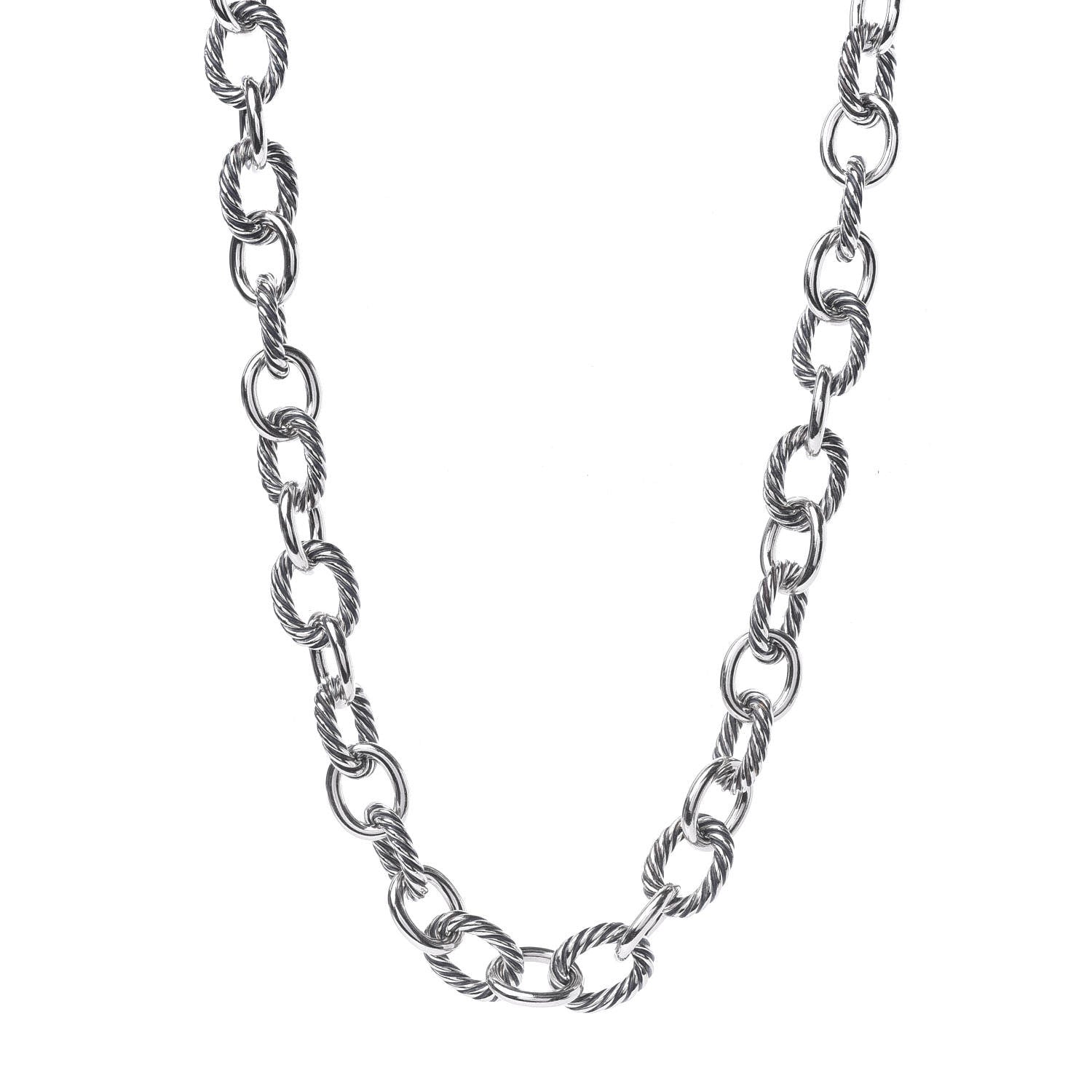 David Yurman Sterling Silver 12mm Oval Link Necklace 1 of 5