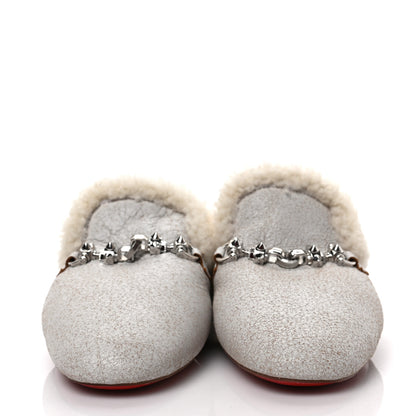 Christian Louboutin Cracked Nappa Woolito Swing Donna Flat 37 Craie 2 of 8