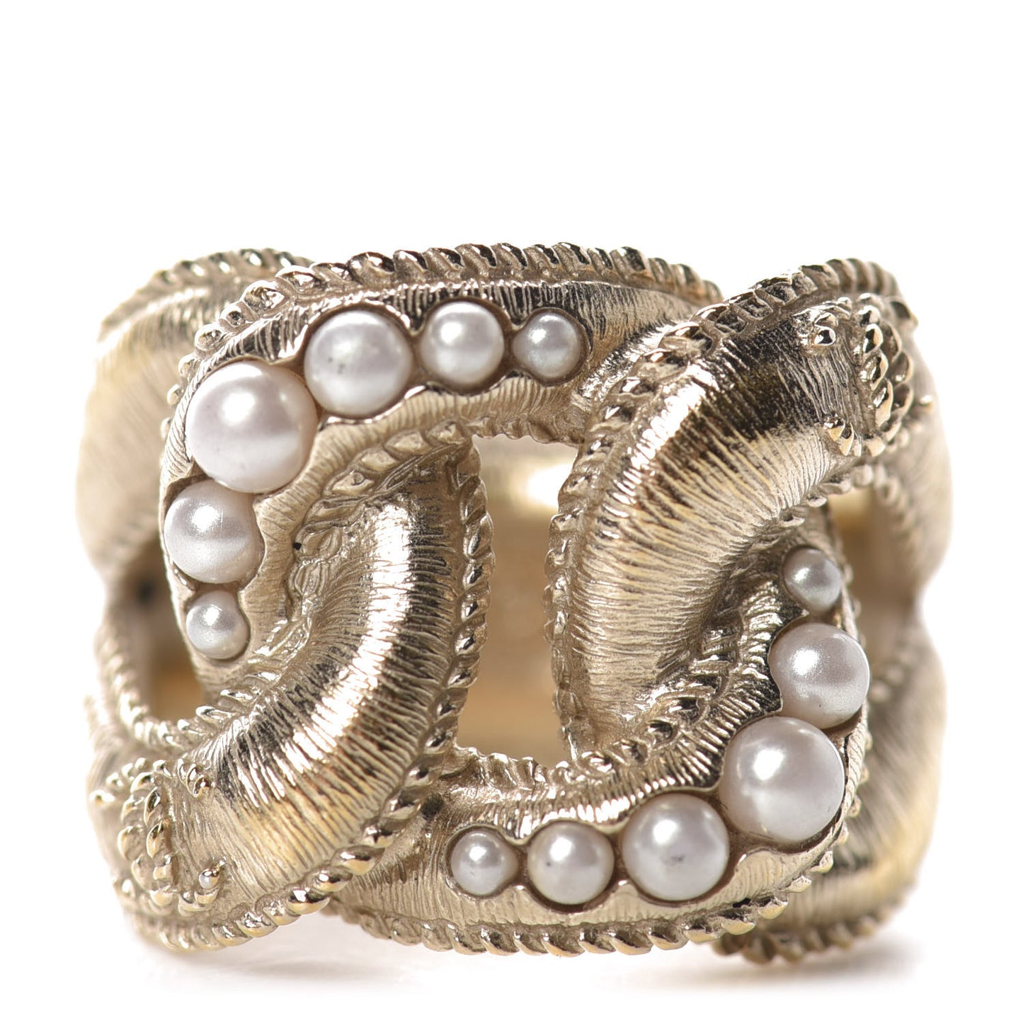 Pearl Crystal CC Ring 50 5.25 Gold Pearly White